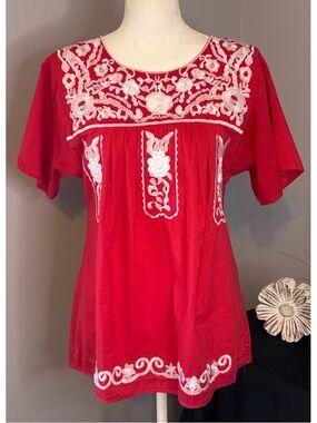 Spirit Red Embroidered Top